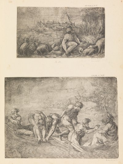 Moisés e a Sarça Ardente, a Miraculous Draft of Fishes, ca. 1544-48. de Andrea Schiavone