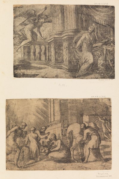 A Anunciação, Adoração dos Pastores, após ca. 1552. de Andrea Schiavone