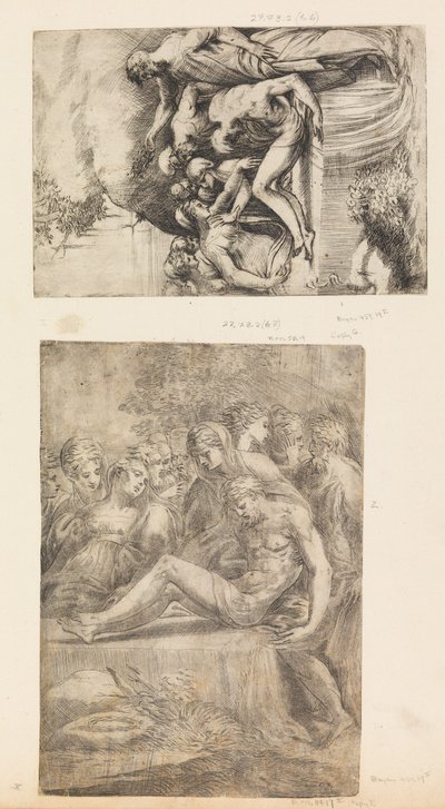 A Lamentação Sobre o Cristo Morto, c. 1545-50. de Andrea Schiavone