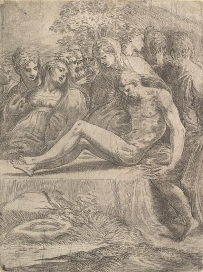A lamentação sobre o Cristo morto, ca. 1545-50. de Andrea Schiavone