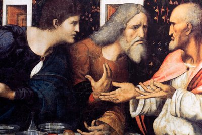 Abadia (Abadia de Tongerlo). Pintura. A Última Ceia. 1506-1507. Pormenor (pintura) de Andrea Solario