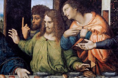 Abadia (Abadia de Tongerlo). Pintura. A Última Ceia. 1506-1507. Pormenor (pintura) de Andrea Solario