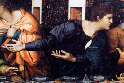 Abadia (Abadia de Tongerlo). Pintura. A Última Ceia. 1506-1507. Pormenor (pintura) de Andrea Solario