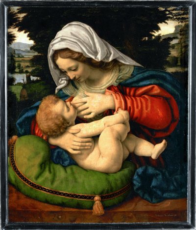 La Vierge au coussin vert - Nossa Senhora com almofada verde ... de Andrea Solario