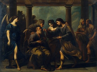 Tobias cura a cegueira de seu pai, c. 1640 de Andrea Vaccaro