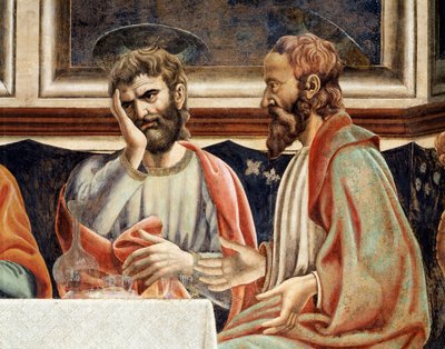 Última ceia, detalhe de Tiago, filho de Alfeu e Simão (Fresco de Andrea del Castagno