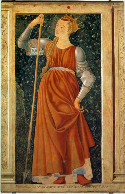 A lendária rainha Tomiri, da série Homens e mulheres célebres, pintada para a Villa Carducci de Legnaia ... (pintura sobre tela) de Andrea del Castagno