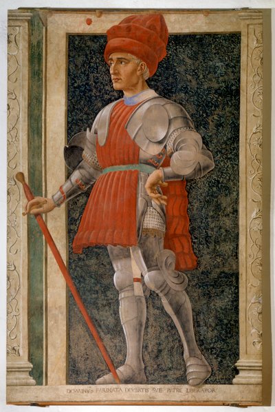 Retrato de Farinata degli Uberti, aristocrata italiana e líder militar (fresco de Andrea del Castagno