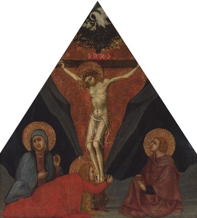 A crucificação com a Virgem Maria Madalena e São João Evangelista, ca 1400 de Andrea di Bartolo