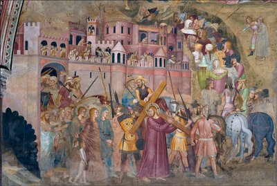 Cristo carregando a Cruz - Fresco na Capela Espanhola por Andrea di Bonaiuto de Andrea di Bonaiuto (fl.1343 77)