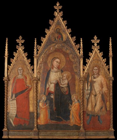 Tríptico com a Virgem e o Menino e os Santos Maria Madalena e Ansanus de Andrea di Cione named Orcagna