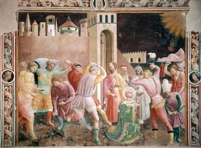 Apedrejamento de Santo Estevão Fresco por Andrea di Giusto (ativo por volta de 1424-1450) 1430-1450 Catedral de Prato, Capela de Assunta Prato Itália de Andrea di Giusto Manzini