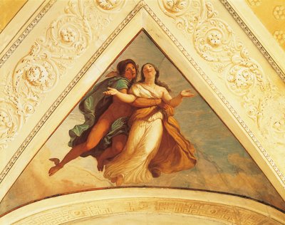 Bezel com Mercúrio, fresco de Andrea Appiani (1754-1817), Villa Reale, Monza, Itália de Andrea the Elder Appiani