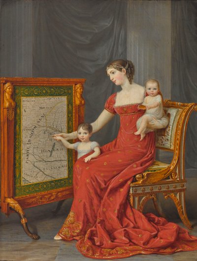 Princesa Augusta da Baviera (1788-1851), duquesa de Leuchtenberg, com as suas filhas Joséphine e Eugénie de Andrea the Elder Appiani