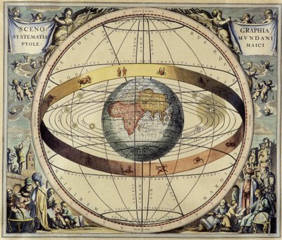 O sistema Ptolomeu. O Atlas Celestial da Andrea Cellarius. de Andreas (after) Cellarius