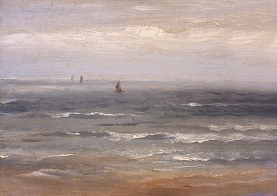 O Mar do Norte (óleo sobre tela posto sobre cartão) de Andreas Achenbach