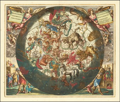 Carta celeste do céu setentrional de 1660 de Andreas Cellarius