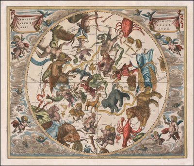Mapa celeste de 1660 - Haemisphaerium Stellatum Boreale Antiquum de Andreas Cellarius