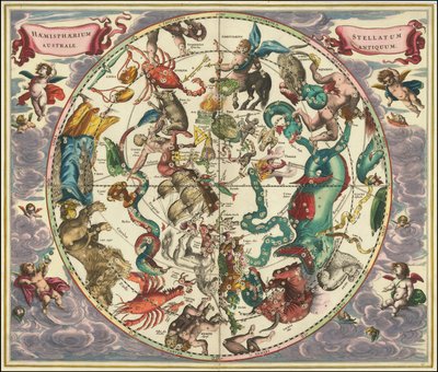 Mapa celeste do céu meridional de 1661 por Andreas Cellarius de Andreas Cellarius