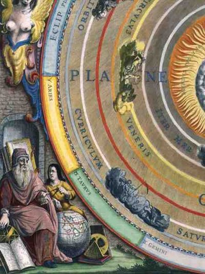 Um Astrônomo, detalhe de um mapa dos planetas, do 