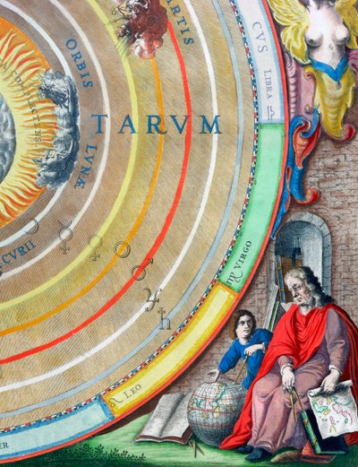 Um astrônomo, detalhe de um mapa dos planetas, 1660-1661 de Andreas Cellarius