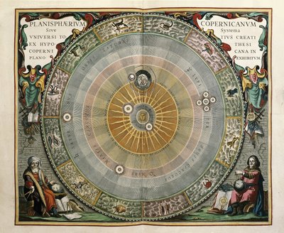 Representação do Universo como o modelo de Copérnico de Andreas Cellarius