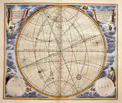 Trajetórias de planetas e estrelas vistas da Terra, gravadas a partir da Harmonia Macrocosmica, de Andreas Cellarius (1596-1665) de Andreas Cellarius