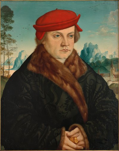 Retrato de um homem com uma boina vermelha de Andreas Haider