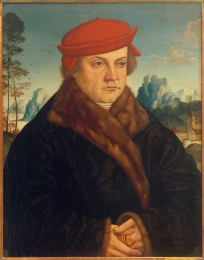 Retrato de um homem com uma boina vermelha de Andreas Haider
