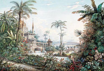 Cenário para a ópera O Rapto do Serralho de Wolfgang Amadeus Mozart, 1842. de Andreas Leonhard Roller