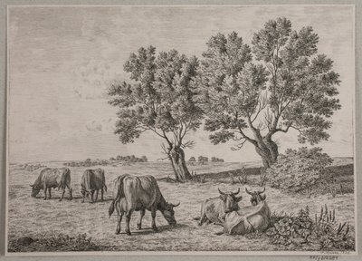 Paisagem com gado pastando de Andreas Peter Madsen