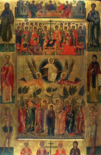 A Ascensão de Cristo com o Hetoimasia, século XV de Andreas Ritzos
