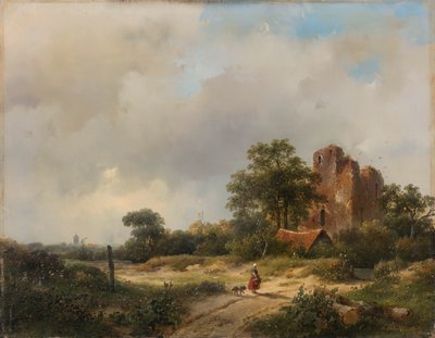Paisagem com as Ruínas do Castelo de Brederode em Santpoort de Andreas Schelfhout