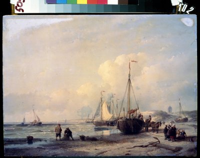Paisagem do mar. Pintura de Andreas Schelfhout (1787-1870). Óleo sobre tela de Andreas Schelfhout