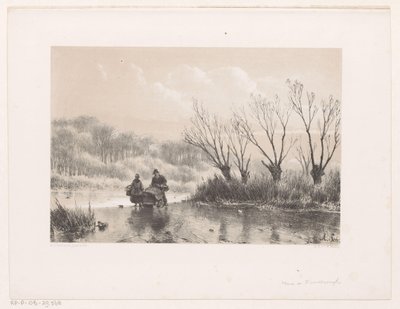 Paisagem de Inverno com duas figuras sobre o gelo de Andreas Schelfhout