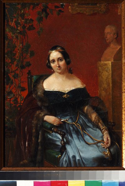 Retrato de Anna Alexeevna Andrault (1808-1888), nee Olenina par Popov, Andrei Andreyevich (1832-1896). Óleo sobre papelão de Andrei Andreevich Popov
