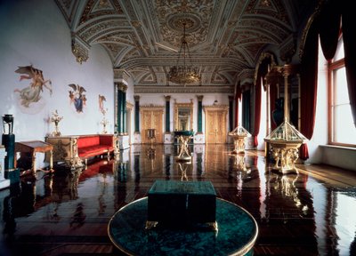 O salão malaquita do palácio de inverno, 1837-1839. de Andrei Ivanovich Stakenschneider