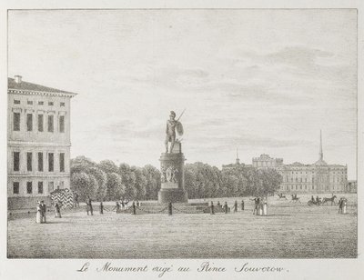 Vista do campo de Marte e o monumento de Suvorov em São Petersburgo, 1821-1822 de Andrei Yefimovich Martynov