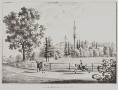 Vista do Pavilhão de Tobogã e do Telégrafo em Oranienbaum, 1821-1822 de Andrei Yefimovich Martynov