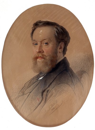"Portrait du marechal de la noblesse V Y Toulinov" (Retrato do marechal da nobreza V.Y. Tulinov) Dessin au pastel de Andrei Belloli (1820-1881) 1868 Musee des Beaux Arts Ivan Kramskoy (ou Kramskoi) a Voronej (Voronezh), Russie. de Andrej Franzowitsch Belloli