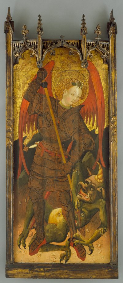 São Miguel lutando contra o dragão, c.1400 (tempera no painel) de Andres Marcal de Sas