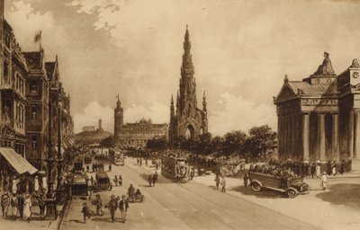 Edimburgo: Princes Street from the Mound (litho) de Andrew Allan