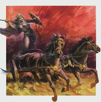 Rainha Boadicea (d.c.60 d.C.) (guache sobre papel) de Andrew Howat