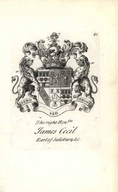 Brasão e brasão do honorável James Cecil, 5º Conde de Salisbúria de Andrew Johnston