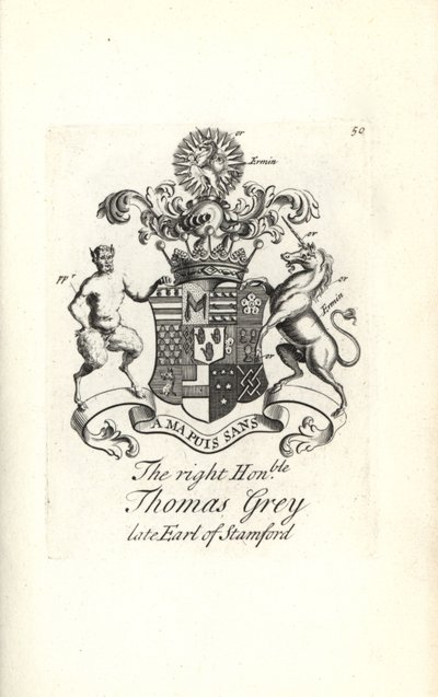 Brasão e brasão do honorável Thomas Grey, 2º Conde de Stamford de Andrew Johnston