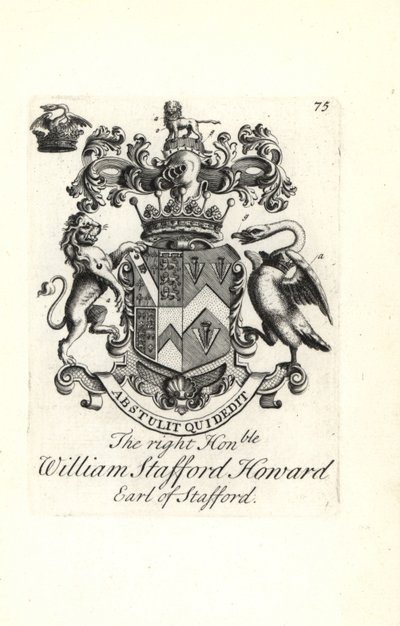 Brasão e brasão do honorável William Stafford Howard, 2º Conde de Stafford de Andrew Johnston