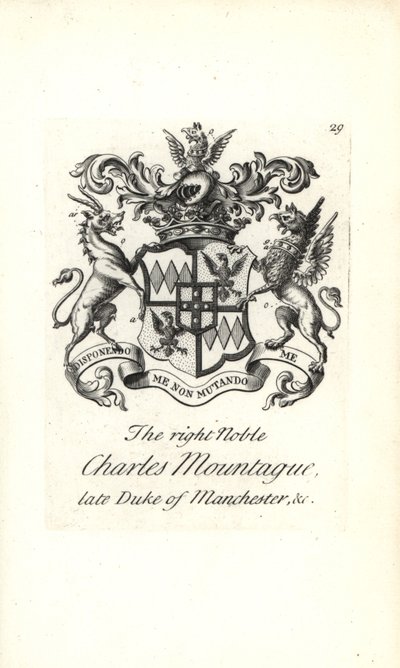 Brasão e brasão do nobre e direito Charles Edward Montagu de Andrew Johnston