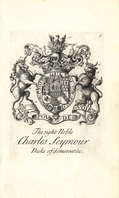 Brasão e brasão do nobre direito Charles Seymour, 6º Duque de Somerset de Andrew Johnston