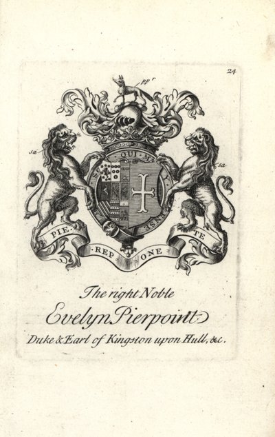 Brasão e brasão da nobre Evelyn Pierpoint, Duque e Conde de Kingston upon Hull de Andrew Johnston