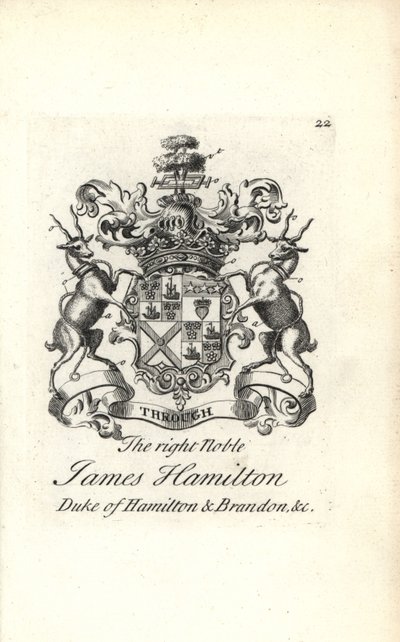 Brasão e brasão do nobre James Hamilton direito, 5º Duque de Hamilton e Brandon de Andrew Johnston